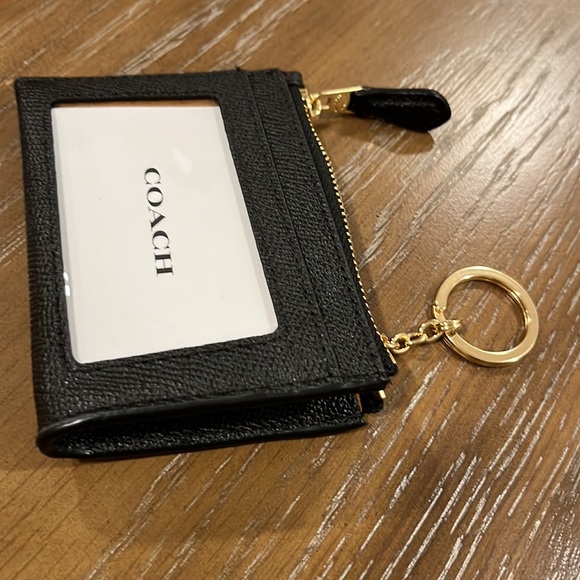 COACH Mini Skinny ID Case Card Coin Key Slit Wallet F88250 BLACK - Picture 8 of 12